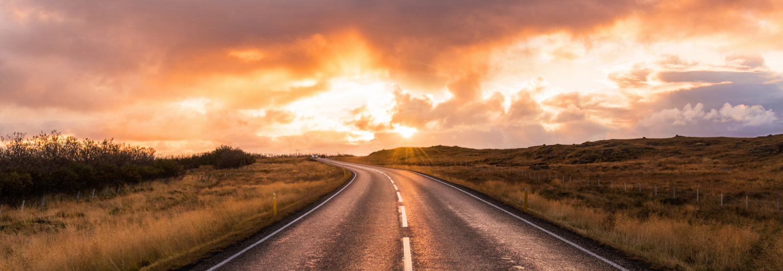 road with a sunset